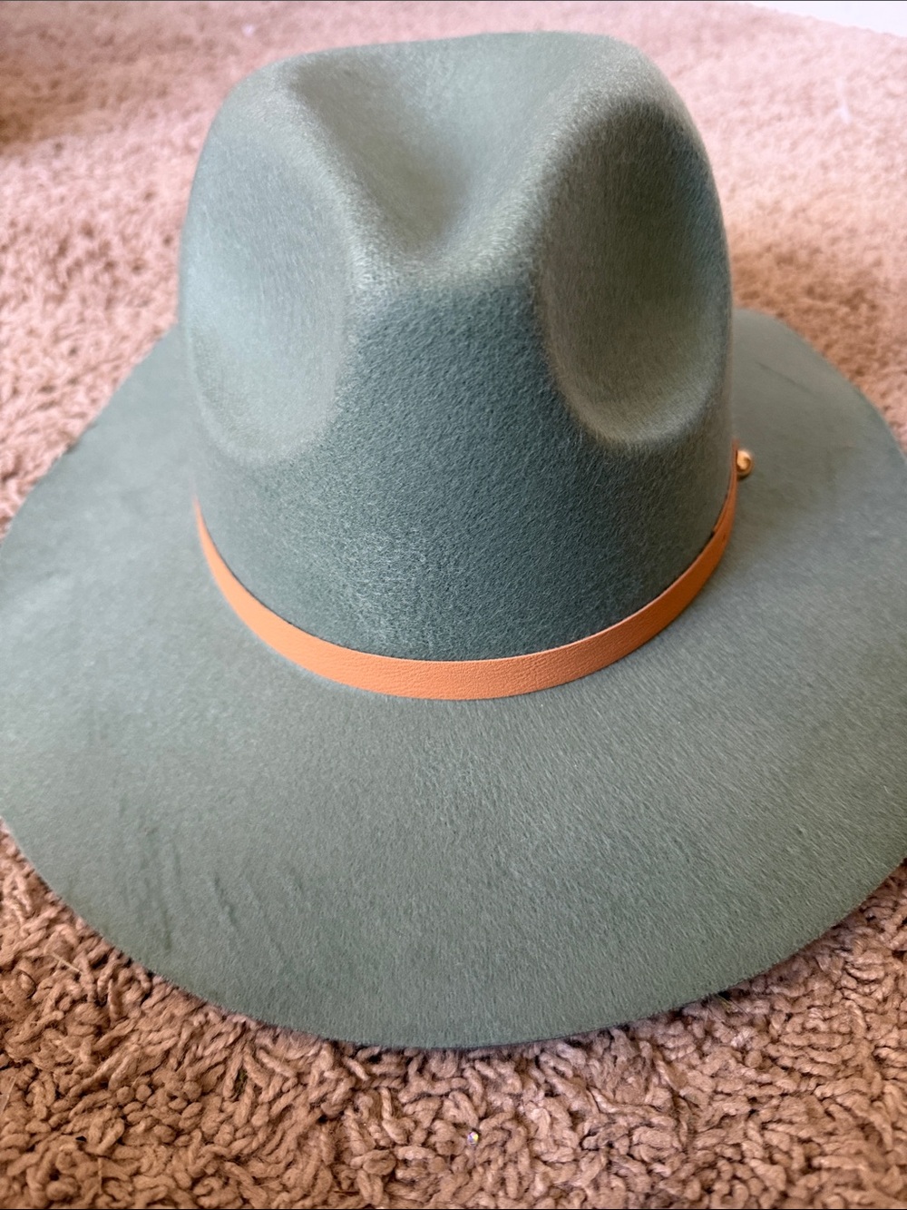 Classic Green Felt western Fedora with Tan Band